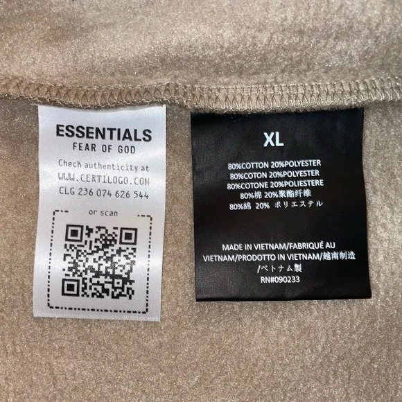 Fear of God Essentials Fleece Hoodie Desert Sand (With Pockets) Size XL